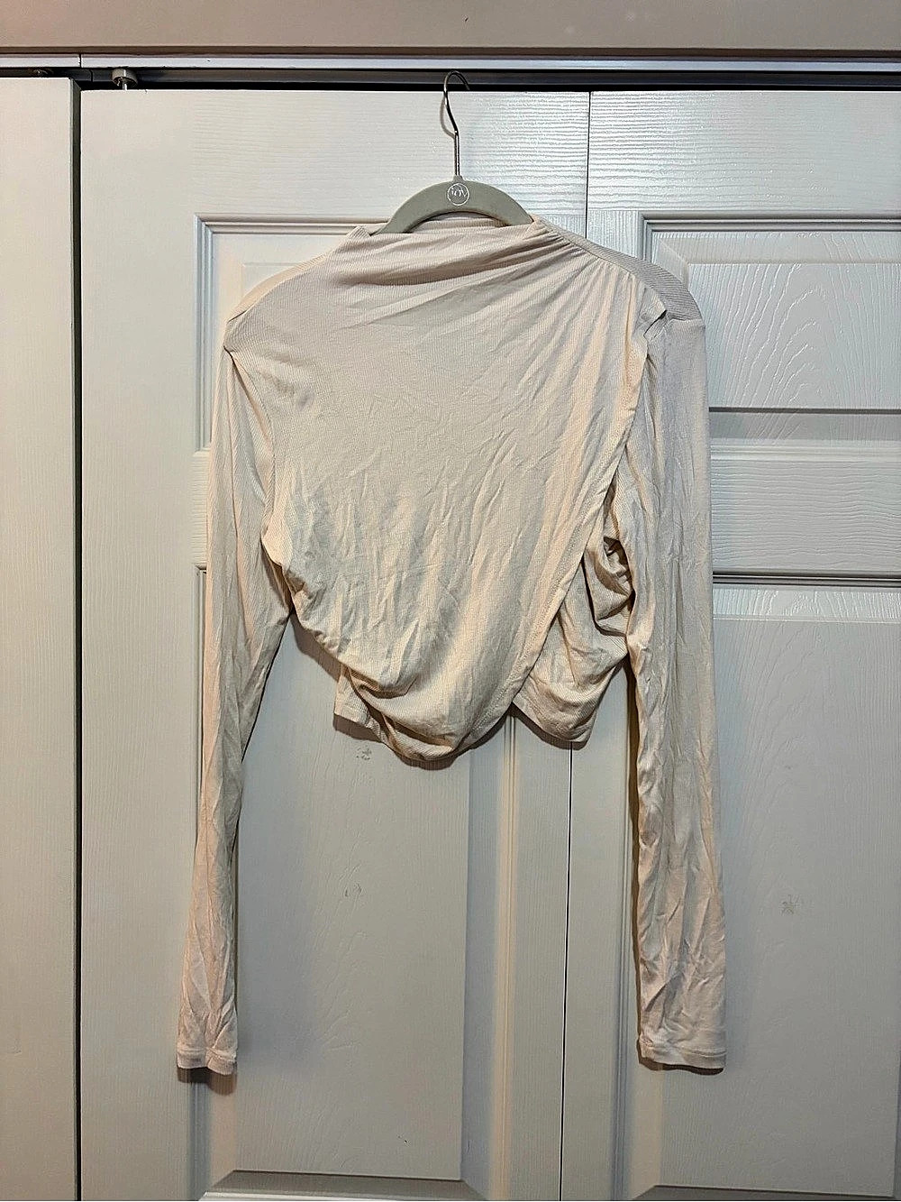 12th Tribe Draped Long Sleeve Top in Cream Size Medium NWT